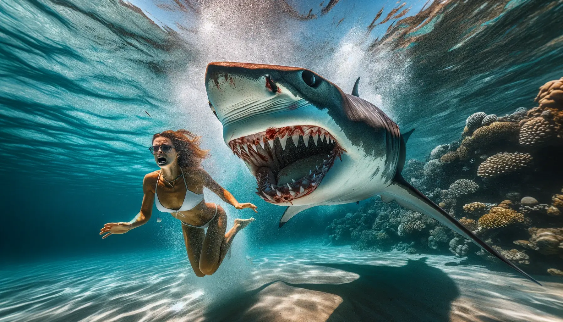Полноразмерное изображение ужасающей акулы, напавшей на русскую туристку в Красном море недалеко от Хургады. Оно передает ту интенсивность и драматизм, которые вы себе даже представить не можете.