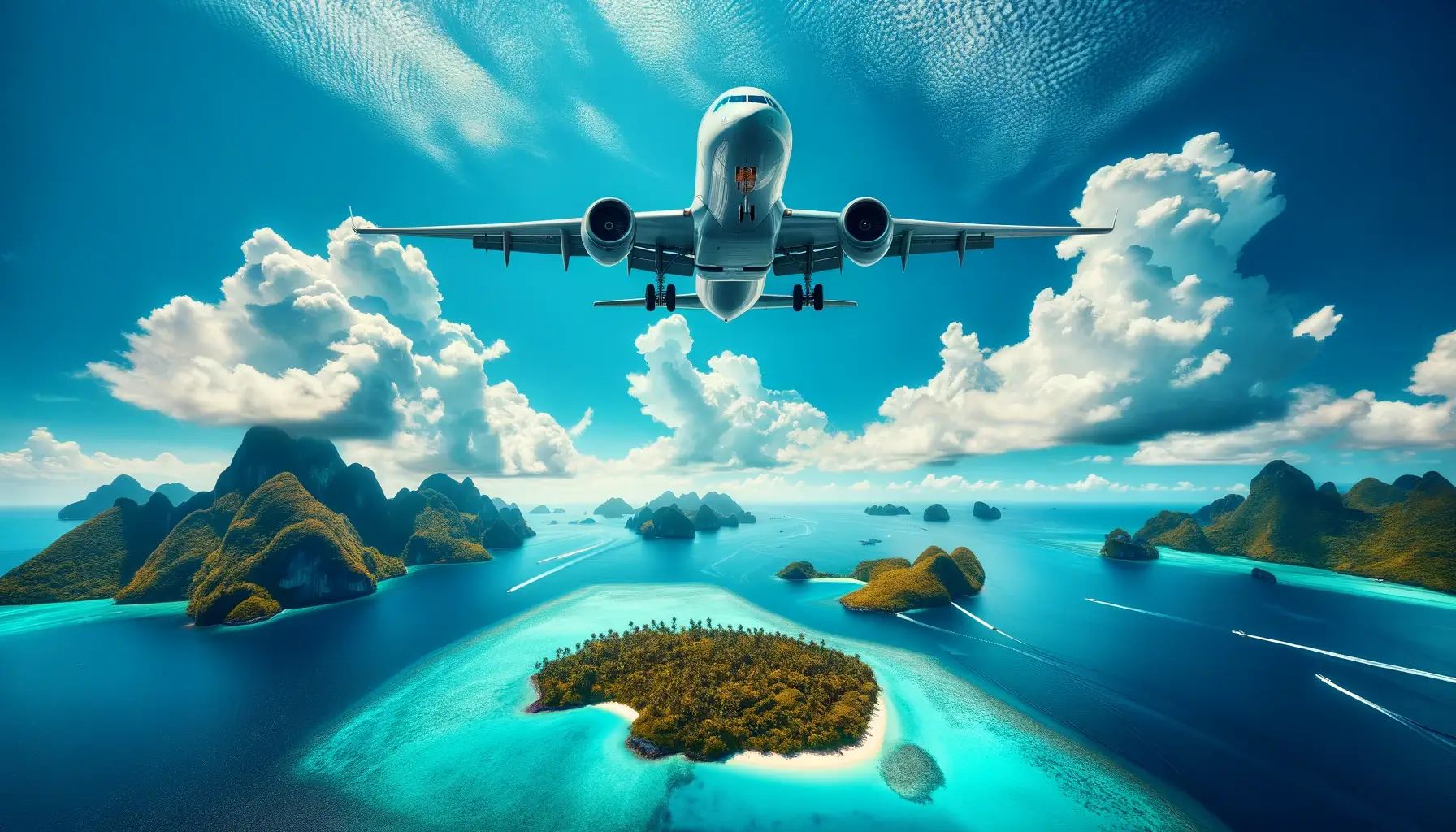 самолет садится на острова
