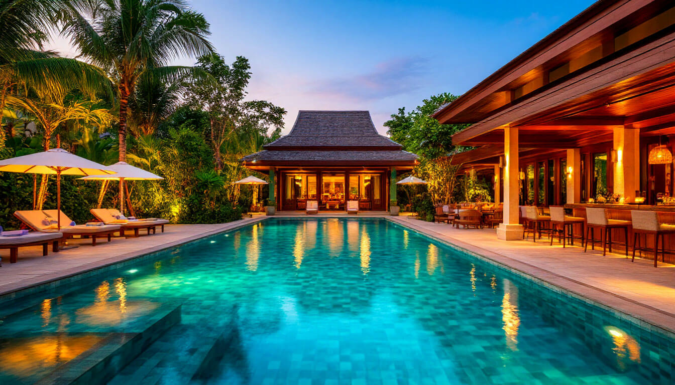 На фото отель с баром и бассейном в Таиланде. Туры в Таиланд в июне из Москвы.