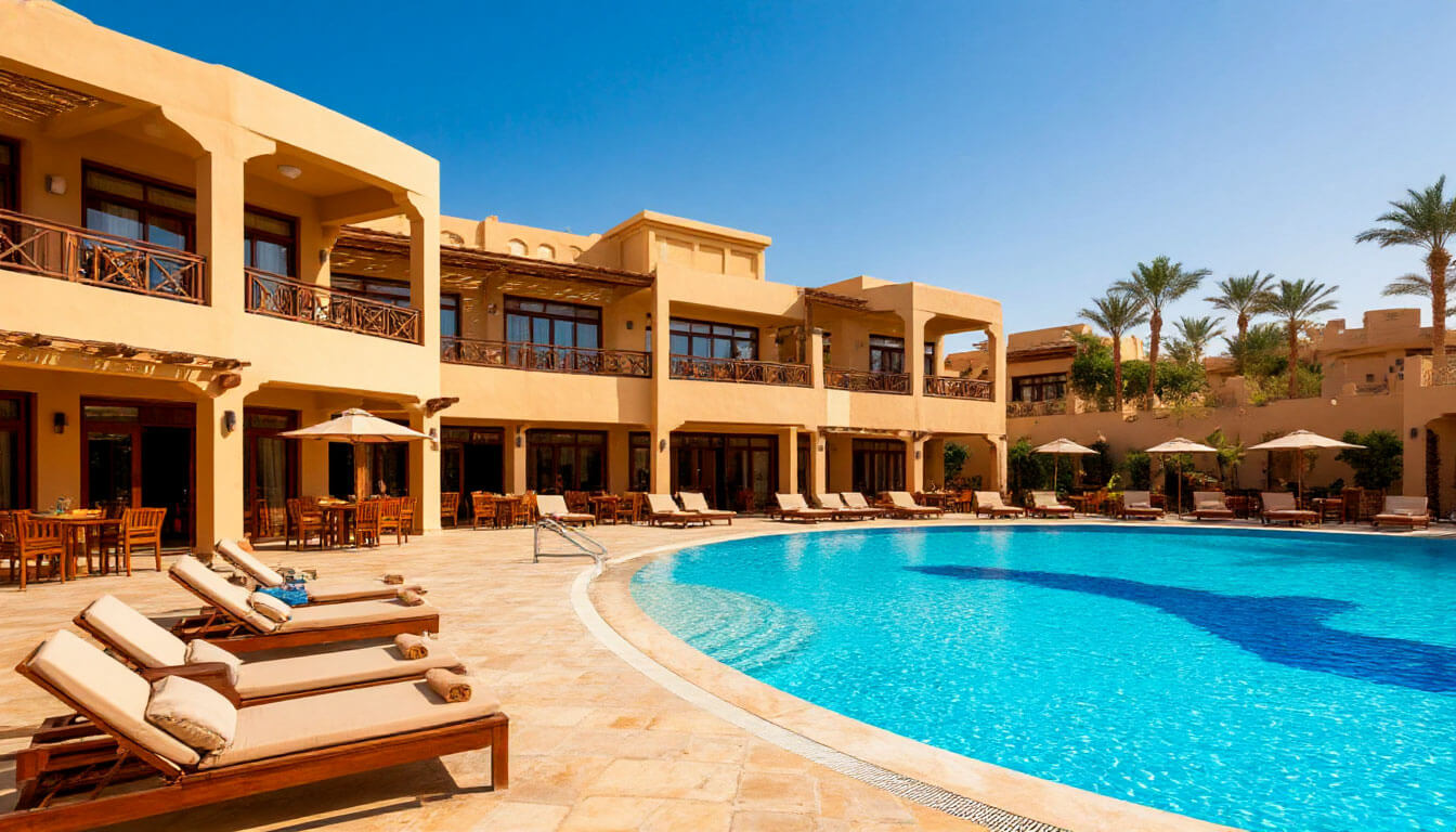 На фото отель с бассейном. Туры в Турцию январе из Москвы.