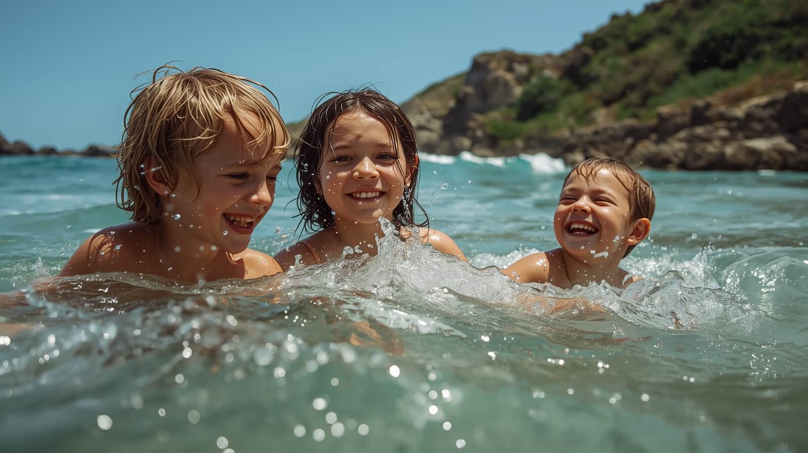 Туры во Вьетнам из Омска. На фото дети плескаются в море.