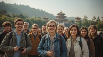 На фото группа туристов в Китае.