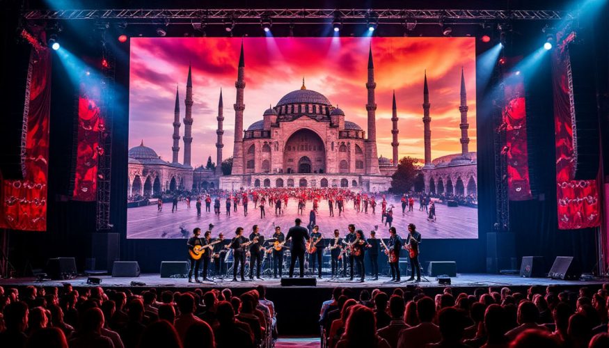 На фото изображен концерт в Турции.