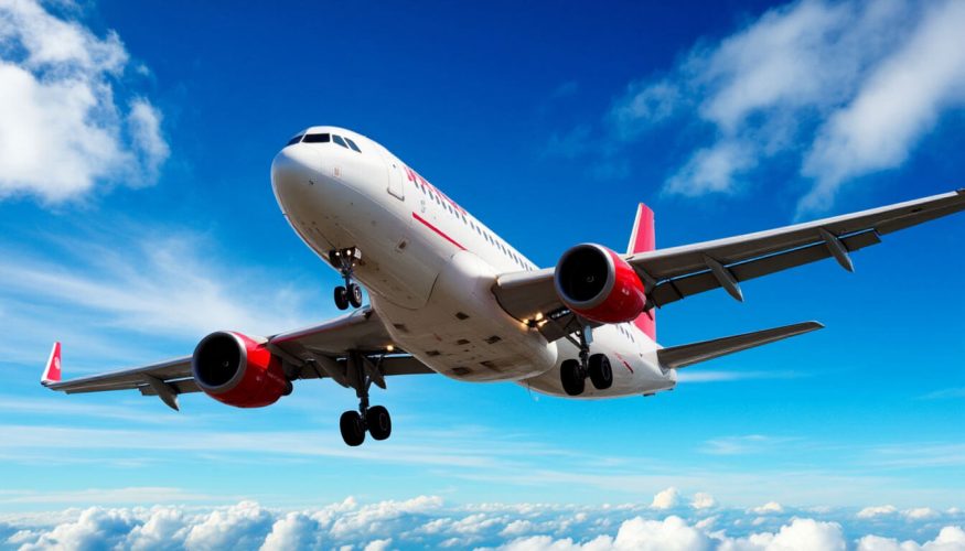 На фото самолет в небе